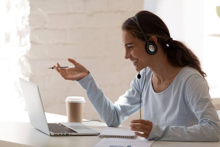 woman engaging with a video chat