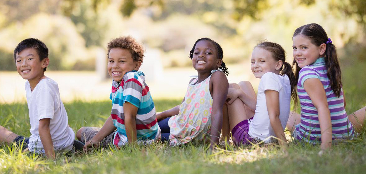 kids on the grass