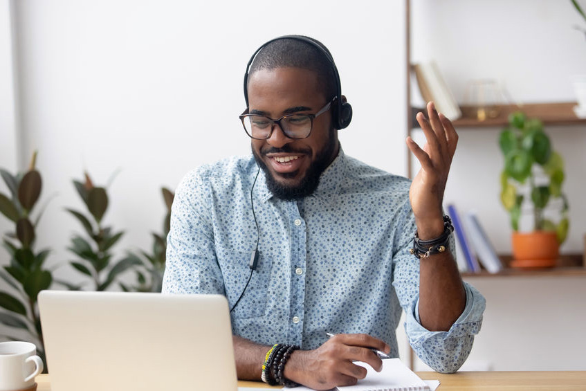 man on a video call